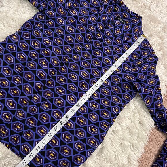 Kate Spade Saturday Geometric Patterned Button Front Shirt Size 2 - Picture 9 of 9